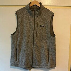 L.L. Bean Heather Gray Fleece Vest Slightly Fitted Size Large